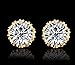 Fashion Crown 18k Gold Plated Earrings Women Brincos De Prata Men Sterling Silver Crystal Jewerly Double Stud Earrings By Taoqiao (Gold)