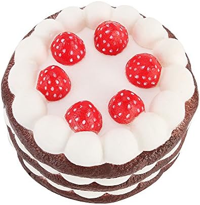 TinyFun Super Slow Rising Squishy Jumbo Cake Toys, Soft Sweet Cute Simulation Large Strawberry Cake (Brown)