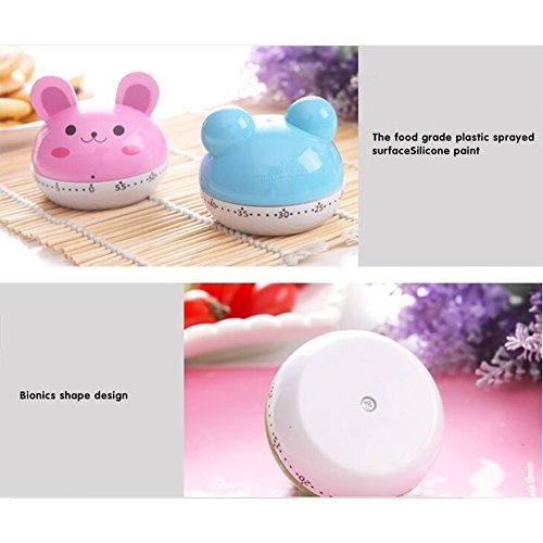 Yiwa Cartoon Animal Kitchen Timer Cute Cooking Mechanical Home Decor Pink
