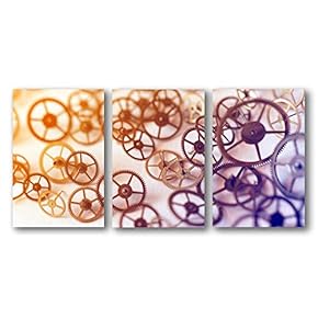 3 Piece Canvas Wall Art for Living Room Bedroom Home Artwork Mechanical Gear Paintings Ready to Hang - 16"x24" x 3 Panels