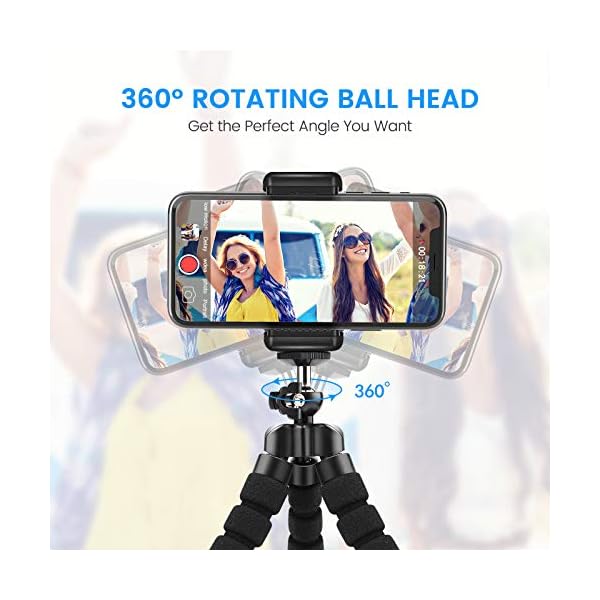Lidasen Oktopus Handy Stativ, Flexibler Mini Stativhalter mit Bluetooth Fernbedienung, Tragbare Reise Kamera Handyhalterung Ständer, Mobiltelefon Selfie Tripod für iPhone/Android, GoPro, 4-8" Device – Bild 3
