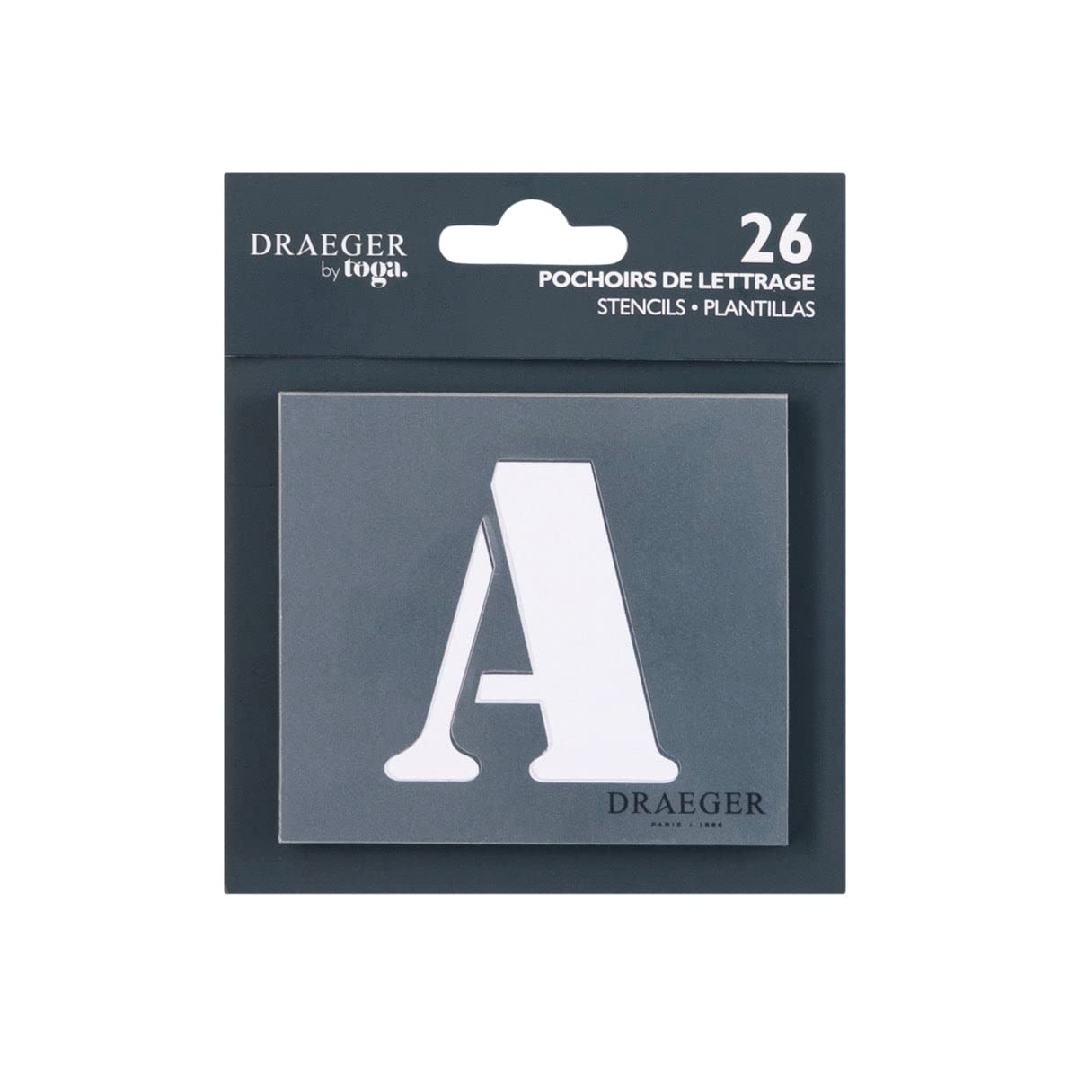 Toga Mahé le18 Set of 26 Stencils Letters Plastic Transparent 9 x 9 x 0.1 cm