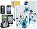 iPhone 4S Case, iPhone 4 Case,OMIU(TM) Elegant Blue Flowers Flip Magnetic Wallet Leather Case Cover Fit For iPhone 4 4S, With Credit Card Slots, Screen Protector, Stylus and Cleaning Cloth
