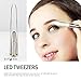 Eutuxia Tweezers with LED Light. Eyebrow and Eyelash Hair Removal Tool. Pluck & Trim Unwanted Hairs. Illuminate Dark Areas with Bright Lighting for Better Accuracy & Precision. Stainless Steel.