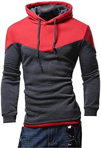 Eault Slim Mens Trendy Slim Fit Cotton Color Blocked Pullover Hoodie Dark GreyUS X-Large Comfortable