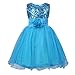 JerrisApparel Little Girls' Sequin Mesh Flower Ball Gown Party Dress Tulle Prom