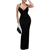 Milumia Women's Sexy Sleeveless Bodycon Maxi Dress Crisscross Open Back Cocktail Dresses