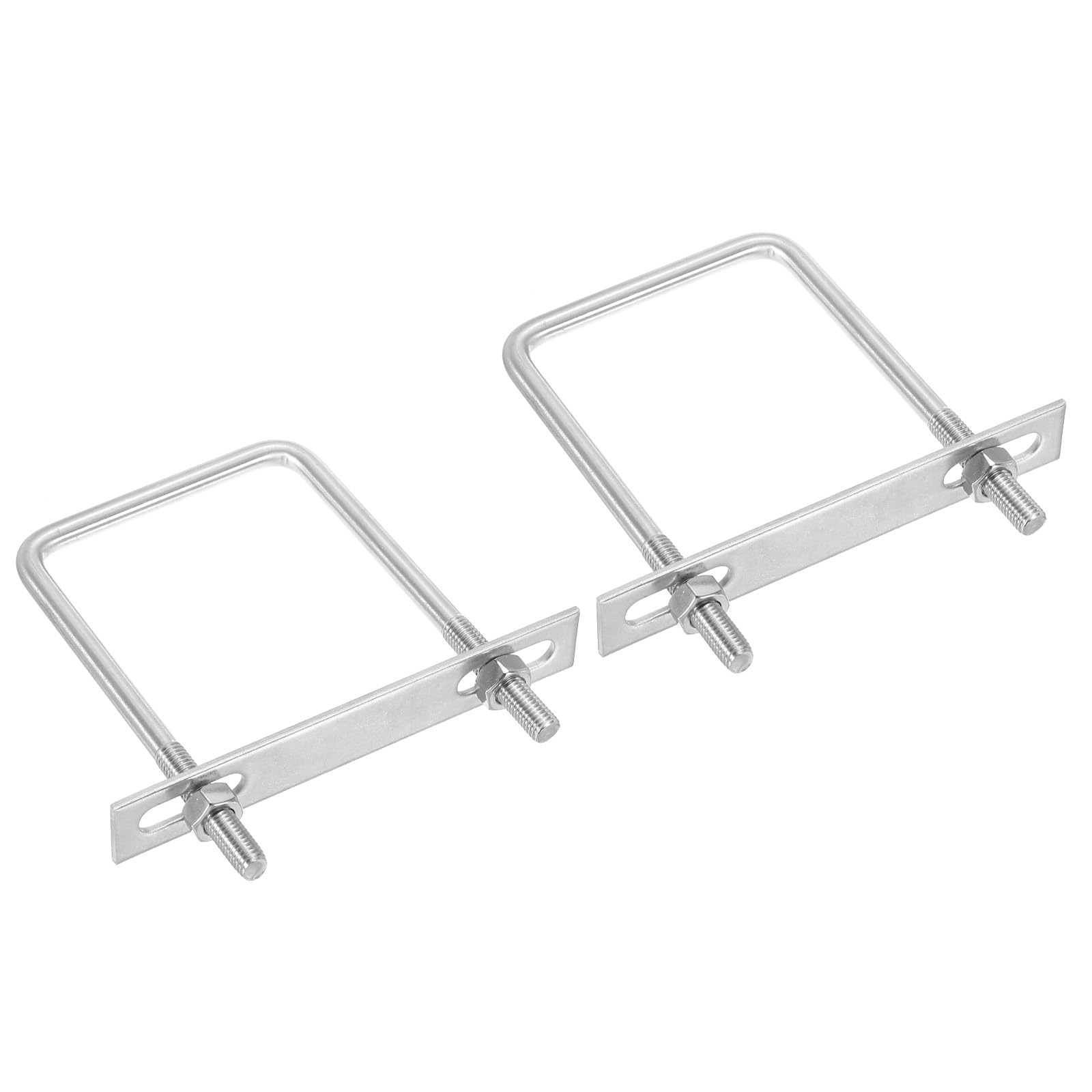PATIKIL M10x90x150mm Square U-Bolts Kit, 2Set 304 Stainless Steel Square U Shaped Bolts Replacement Parts with Frame Plates and Nuts for Ski Board Sailboat Trailer