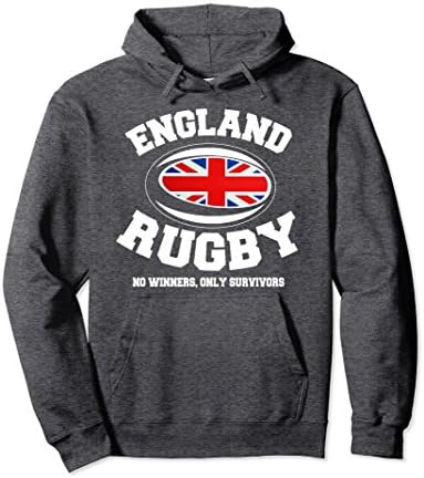Unisex ENGLAND RUGBY No Winner Only Survivors Hoodie Large Dark Heather