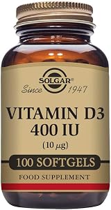 Solgar Vitamin D3 400 IU Softgels 100 count Cholecalciferol Vegetarian view 1