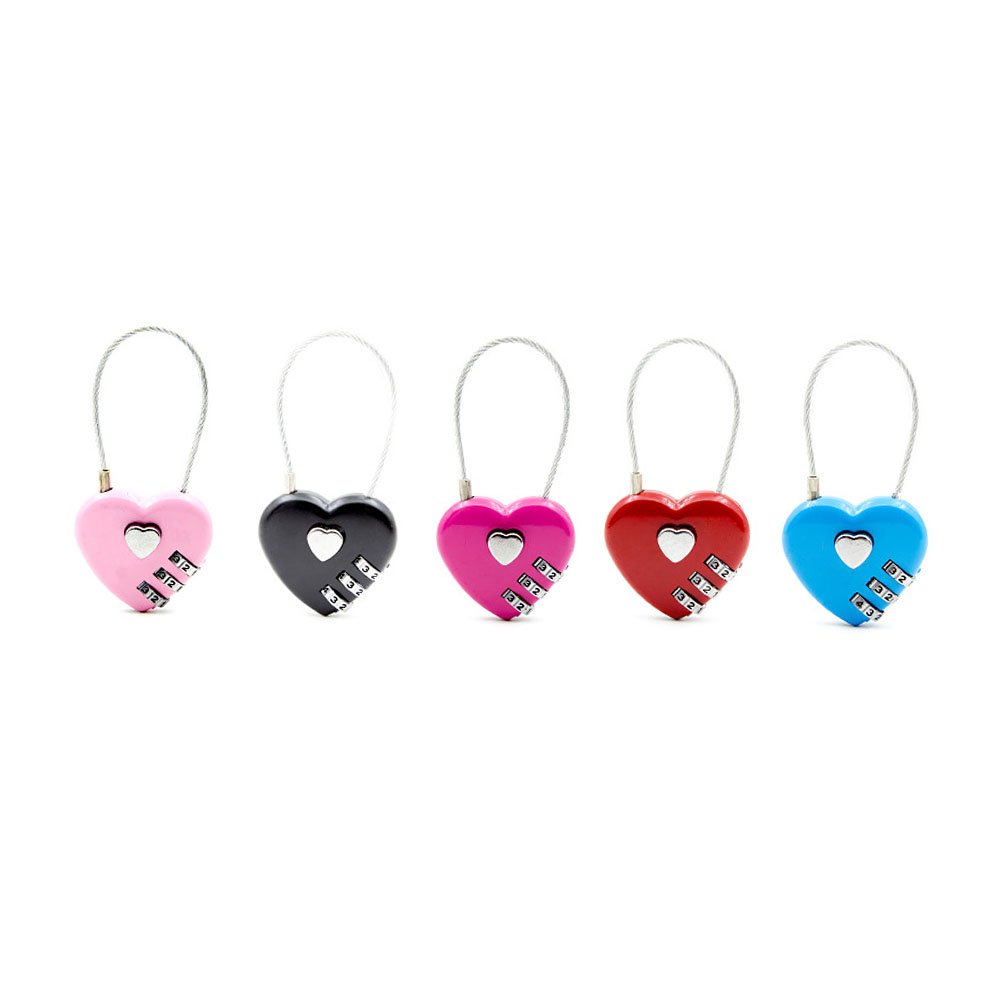 Zhi Jin 5Pack Sweet Heart Shape Luggage Combination Lock Cable Padlock Code Locks Gym Lockers Bulk School Suitcases