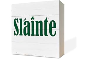 RAZPAH Simply Said, Slainte Wood Sign Plaque, Wooden Box Sign Desk Decor, White Wood Box Signs for Home Decor, Irish Decor, Farmhouse Decor for Shelf, Tabletop Decorations for St. Patrick's Day
