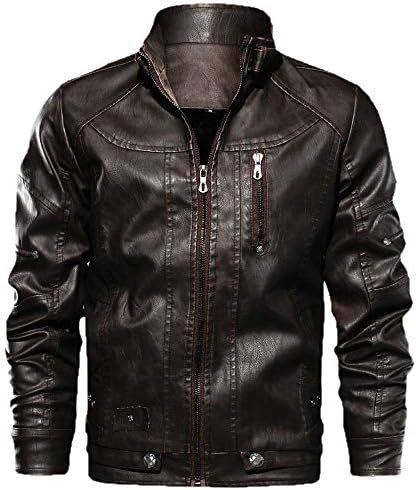 TIMEMEAN Winter clearance Men Autumn Casual Daily tops Men Autumn Winter Leather Jacket Biker Motorcycle Zipper Outwear Coat Top Blouse