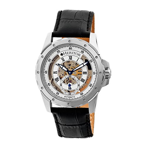 Heritor automatic men s armstrong black/silver leather …