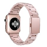 Simpeak Replacement for Apple Watch Band 42mm 44mm Women Men Stailess Steel Metal Band Strap for Apple Watch Series 4 Series 3, Series 2, Series 1, Rose Gold for Women Girl