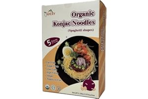 Apexy Organic Shirataki Konjac Noodle with Organic Oat Flour 42.24oz 8 Pouches Inside Healthy Diet, Low Calorie, Low-Carb Gluten Free, Vegan, Keto and Paleo-Friendly. (Spaghetti Shapes)