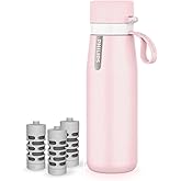 PHILIPS Water Bottle with Filter, Filter Water Bottle Stainless Steel with GoZero Everyday BPA-Free Tap Water Filter, Water Filter Bottle Keep Drink Cold 24 Hours, 3 Filters for 120 gal / 6 Months