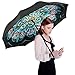 Inverted Double Layer Windproof UV Protection Reverse folding Rain Umbrellas for Men and Women (Peacock)