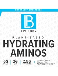 LIV Body LIV Aminos hidratantes a base de plantas de 0.21 oz de BCAA, 0.07 oz de EAA y 0.09 oz de...