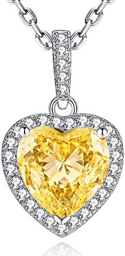 Sterling Silver Heart Pendant Necklace Cubic Zircon Simulated Birthstone Necklace Jewelry gifts For Women Gifts for Wife Girlfriend 13th 23th 50th Anniversary Gifts for Her Valentine's Day Gifts