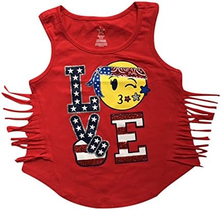 Patriotic Tanks Girls Graphic Tank Tops Emoji Love Medium 7-8 Multicoloured