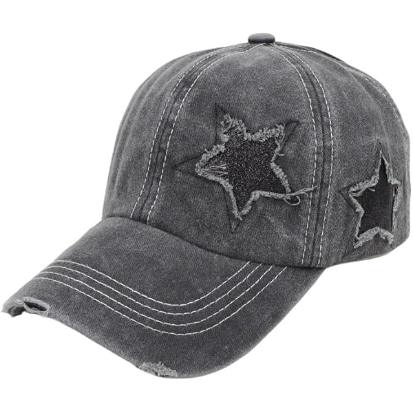 Washed Scratch Frayed Baseball Cap Retro Adjustable Five-Pointed Stars Trucker Star Embroidery Baseball Cap for Men and Women Washed  main image 4