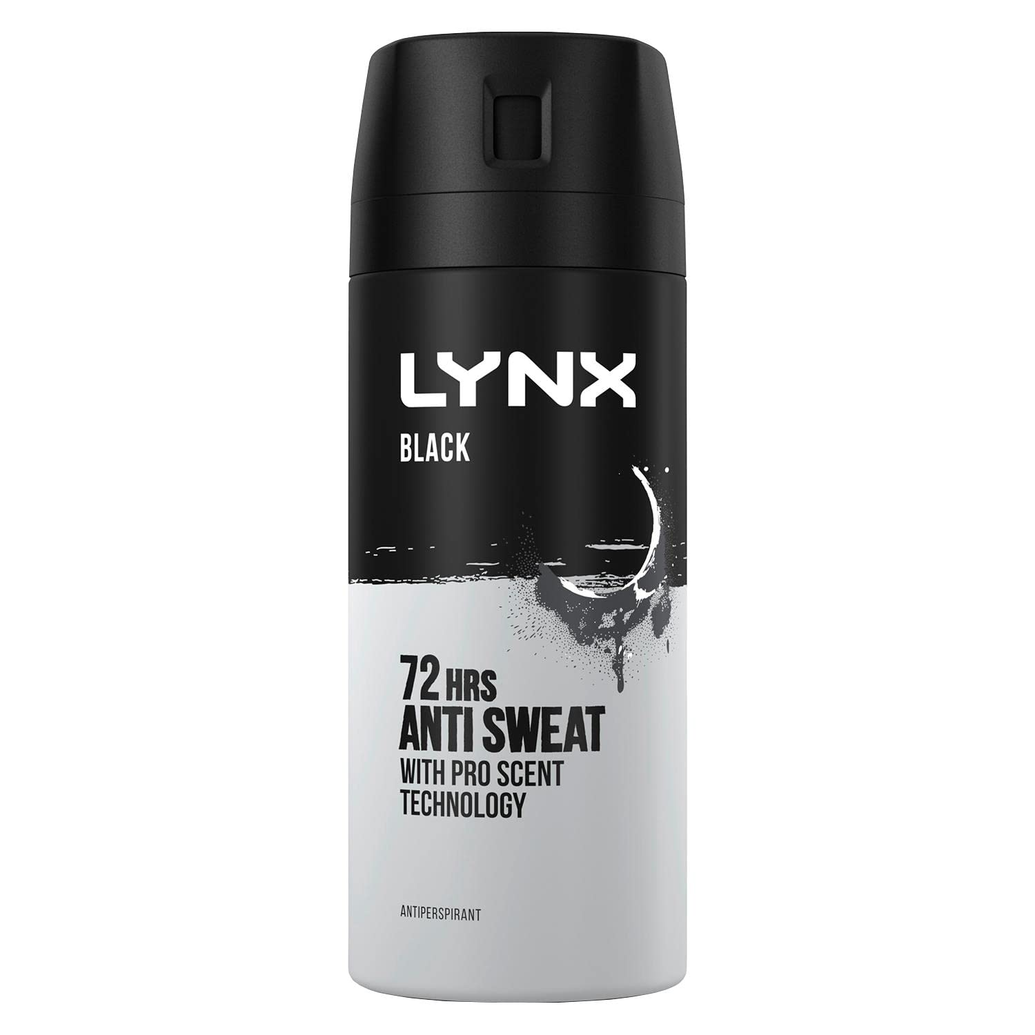 Lynx Black Aerosol Deodorant 72 Hrs Anti Sweat Anti-Perspirant with Pro Sweat technology, 6 x 150ml