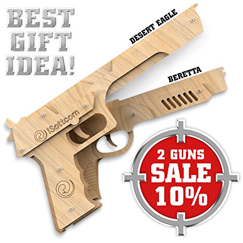 iSottcom Rubber Band Gun – Toy Gun Beretta Boys Toys for Outdoor Indoor Game – Wooden Toy Guns – Best Gift for Men – Wooden Pistol for Shooting Game – Kids Toys for Pretend Play - Thumbnail 4