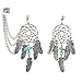 LUX ACCESSORIES Dreamcatcher Leaf Turquoise Stone Dangle Earrings w/Chain Cuff