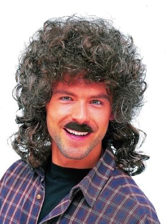 Wolfgang Wolle Locken Perücke und Bart braun