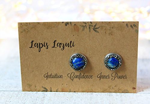 Raw Blue Lapis Lazuli Sterling Silver Plated Stud Earrings