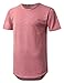 URBANCREWS Mens Hipster Hip Hop Heavy French Terry Longline T-shirt BURGUNDY, M