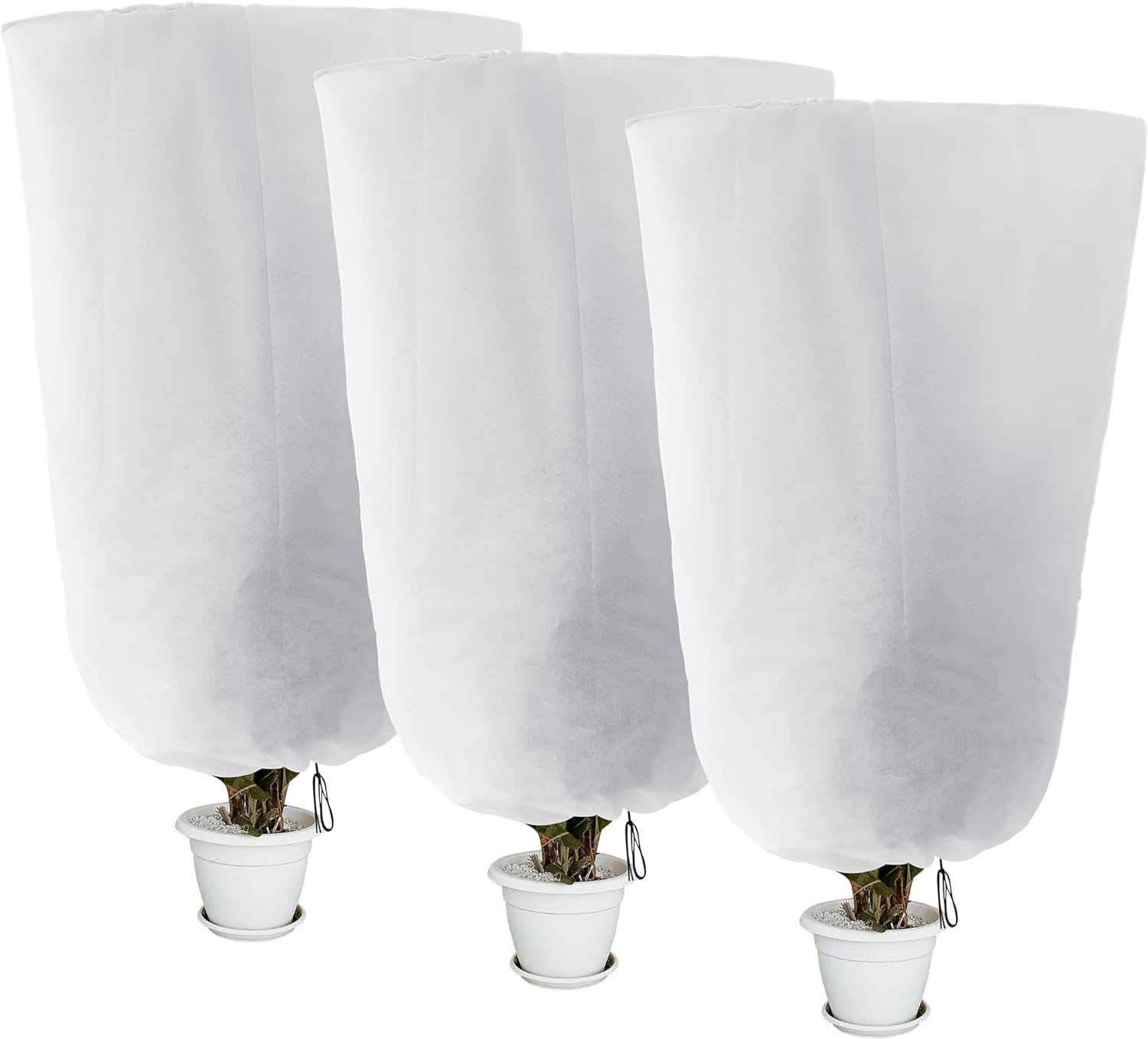 GIONAR 3 PCS Winter Plant Frost Protection Covers,120x80CM Garden Fleece Frost Protection for Plants with Drawstring, Rip Resistant Garden Plant Warming Fleece Jacket