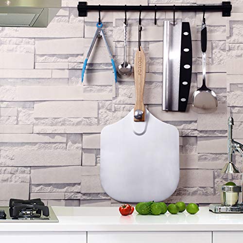 Metal Pizza Peel with Foldable Wooden Handle,Pizza Paddle 12” x 14” and