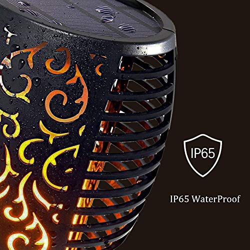 KUON Solar Torch Lights Waterproof Flickering Flame Torches Landscape 96 LED Dancing Flames Outdoor Decoration Lighting Security Path Light for Garden Patio Yard Driveway, (4 Pack)