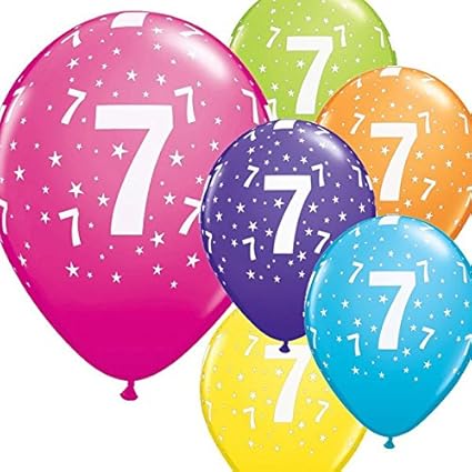 6 Luftballons 7 Geburtstag Deko Zahlenballon Zahl 7 Farbig Sortiert Ca 28 Cm Ballongas Geeignet Amazon De Lebensmittel Getranke