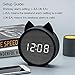 Three BY Digital Alarm Clock,3 Alarm Settings Wooden Electronic LED Display Snooze Time Temperature USB Charging with Voice Control for Bedroom,Bedside Kids,Office-Black (Cat)