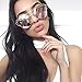 TrendyMate-Womens Street Fashion Metal Twin Beam Flat Mirror Lens Cat Eye Sunglasses … (Gold/Pink, 57mm)