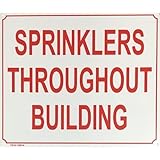 Sprinklers Throughout Building Metal Sign (Aluminium, Size 10X12 Inch, Rust Free, White,W)