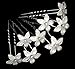 CB Accessories White Flower Hair Pins with Rhinestone Crystal for Wedding, Prom, Dance and Special Event (Set of 8)