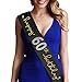 60th Birthday Gifts for Women - Happy 60th Birthday Premium Satin Sash Glitter & Rhinestone - Black