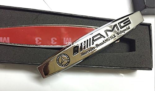 2x SPLAUTO Sliver Metal Car Fender Badge Side Skirt Emblem for Mercedes Benz AMG