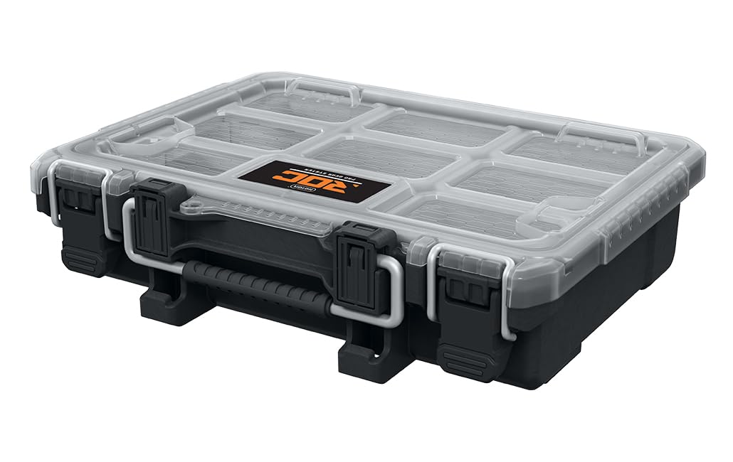 Keter ROC Pro Gear Heay Duty Half Organiser, 25 Year Warranty, Removable Bins, Stackable, Lightweight, Durable, IP65 Water Resistant, Black