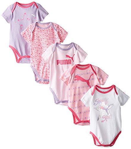PUMA Baby Girls' 5-Pack Short Sleeve Bodysuit