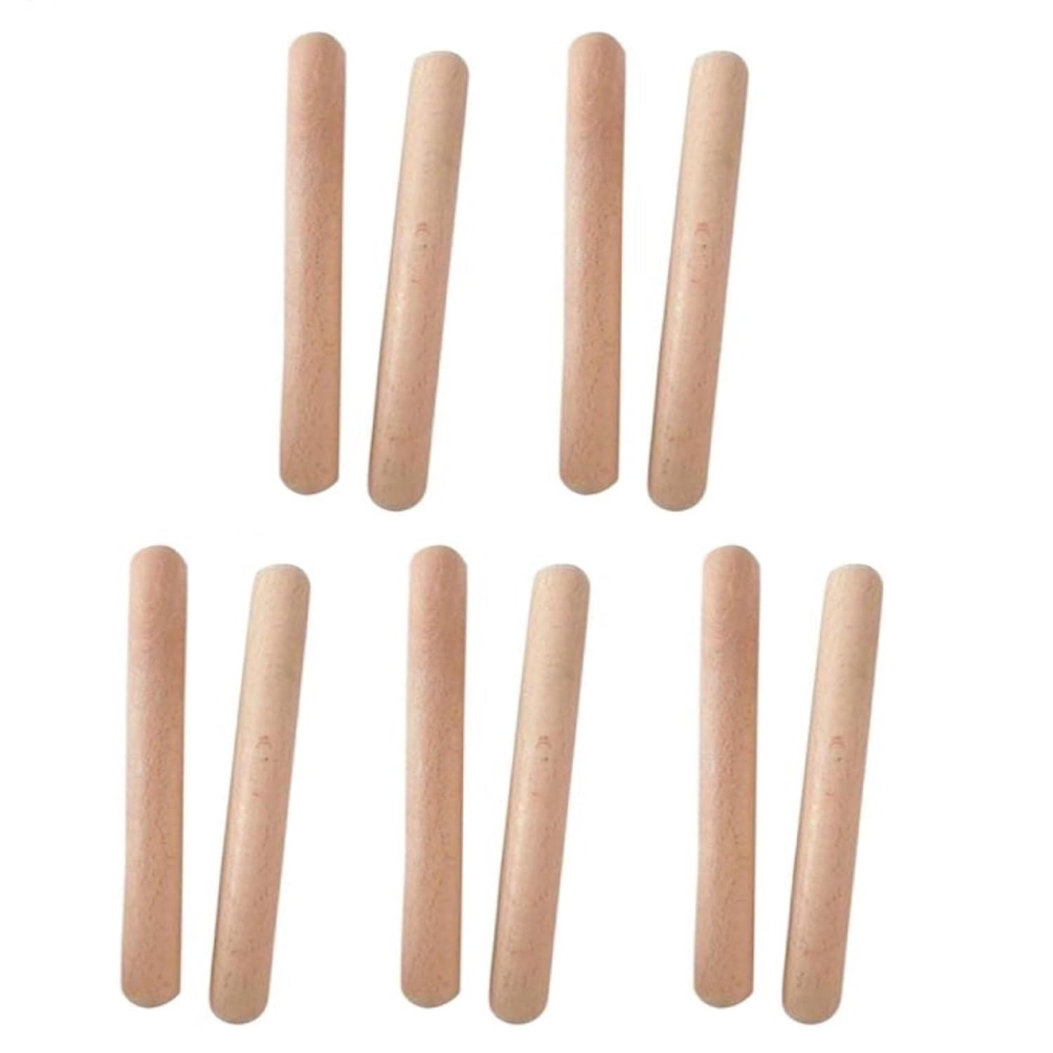 Lezevn Wood Rhythm Sticks Music Percussion Sticks Classical Hardwood Claves Percussion Rhythm Sticks for Adults and Kids (5 Pairs)