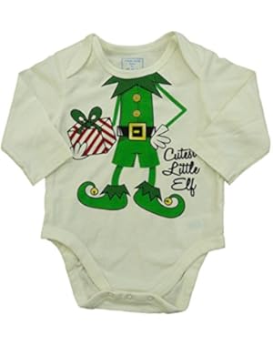 Childrens Place Infant Boy White Snap Bottom Christmas Elf Creeper T-Shirt