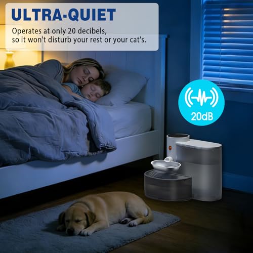 3.8L Cat Fountain without Cable: Automatic Cat Drinker Without Filter and Wireless with Battery 2000mAh Used Water Separation System Stainless Steel Bowl White