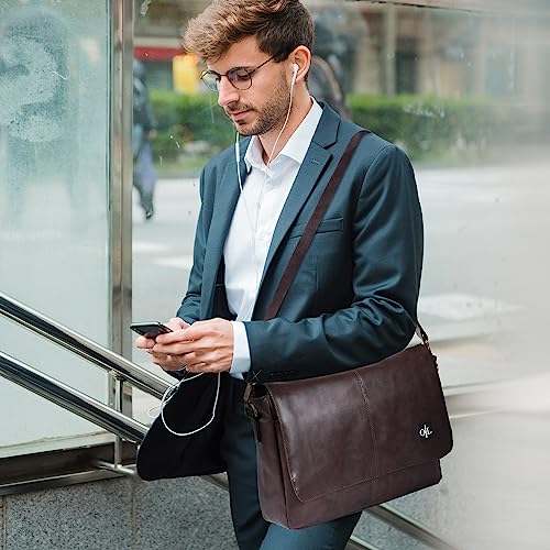 Oak Leathers Leather Messenger Bag for Men and Women Laptop Briefcase