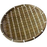 Round Bamboo Serving Trays Hand Weave Bread Baskets for Food Storage, Fruit, Snacks
