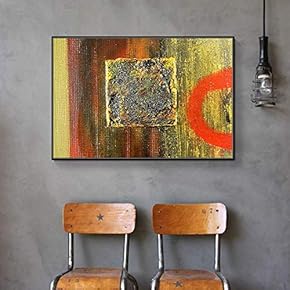 Floating Framed for Living Room Bedroom Golden Abstract...